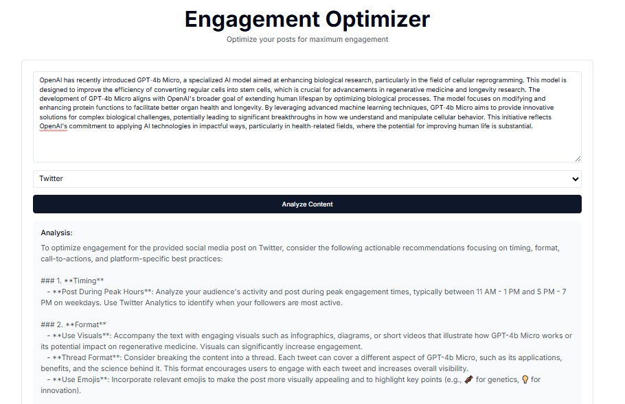 Free Engagement Optimizer - Content Optimizer Tool