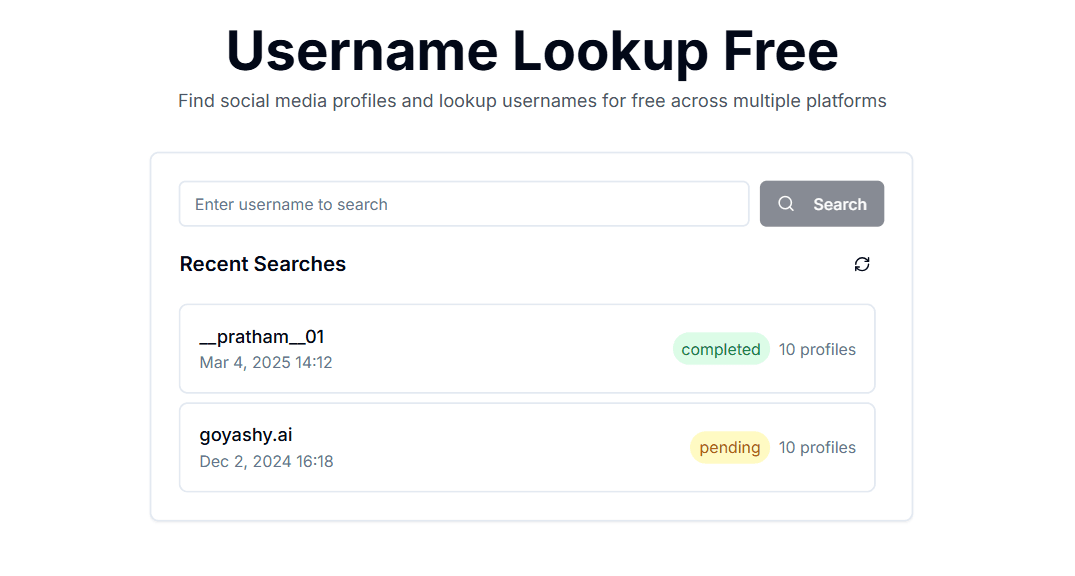 Free Username Lookup Tool - Find Social Media Profiles Instantly